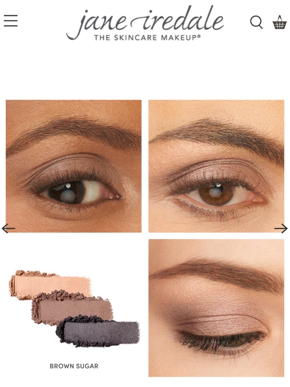 Jane Iredale Pure Pressed Triple Eye Shadow Compact, Brown Sugar - Picture 2 of 9
